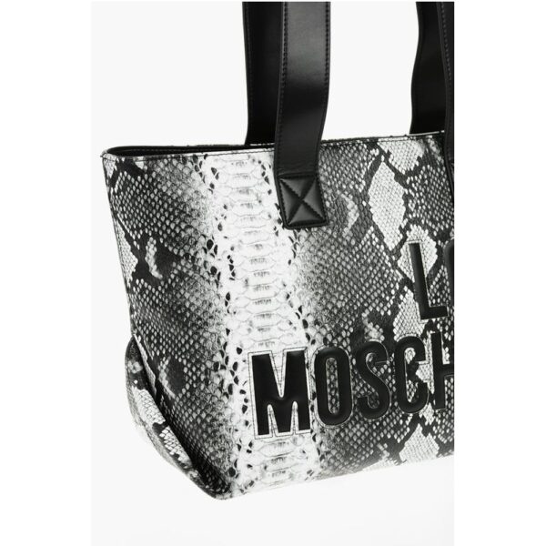 Moschino LOVE Snake Effect Faux Leather Tote Bag - Image 3