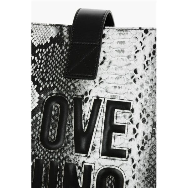 Moschino LOVE Snake Effect Faux Leather Tote Bag - Image 4