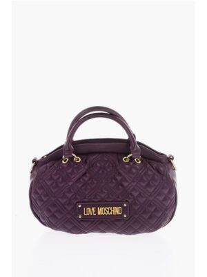 Moschino LOVE Quilted Faux Leather Bag with Double Handle and Removab