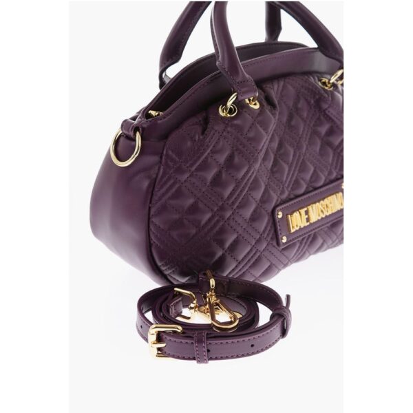 Moschino LOVE Quilted Faux Leather Bag with Double Handle and Removab - Image 3
