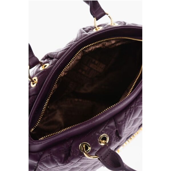 Moschino LOVE Quilted Faux Leather Bag with Double Handle and Removab - Image 4