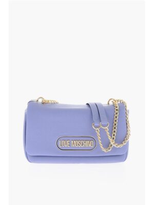 Moschino LOVE Textured Faux Leather Shoulder Bag with Golden Logo