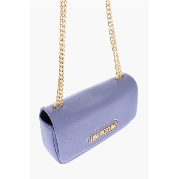 Moschino LOVE Textured Faux Leather Shoulder Bag with Golden Logo - Image 3