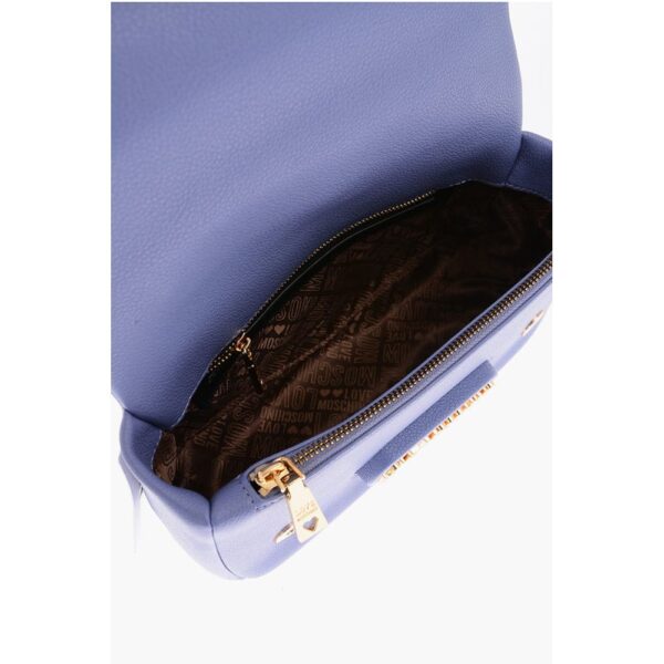Moschino LOVE Textured Faux Leather Shoulder Bag with Golden Logo - Image 4