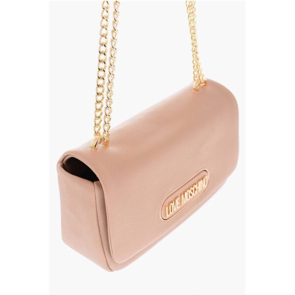 Moschino LOVE Textured Faux Leather Shoulder Bag with Golden Logo - Image 3