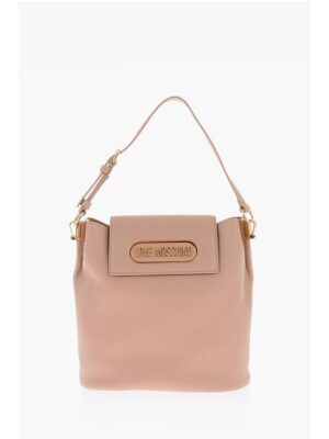 Moschino LOVE golden logo faux leather shoulder bag