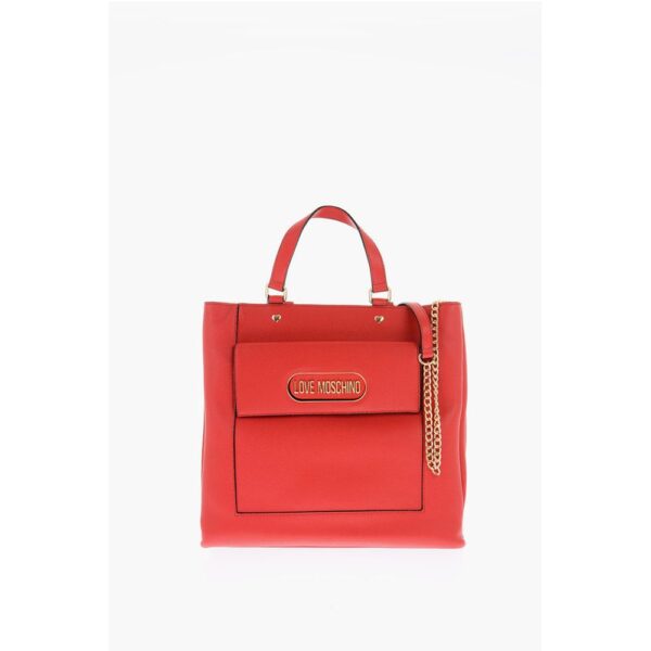 Moschino LOVE Faux Leather Rectangular Bag with Maxi Patch Pocket
