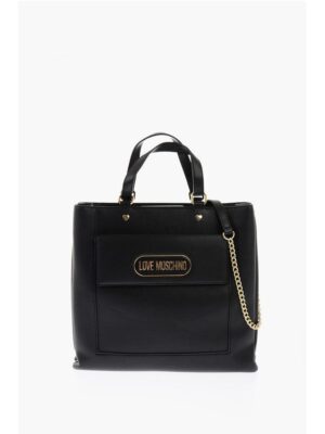 Moschino LOVE Faux Leather Rectangular Bag with Maxi Patch Pocket