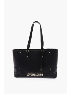 Moschino LOVE Textured Faux Leather Tote Bag with Embossed Logo