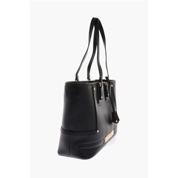 Moschino LOVE Textured Faux Leather Tote Bag with Embossed Logo - Image 2