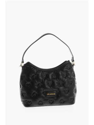 Moschino LOVE Embossed Hearts All Over Faux Leather Hobo Bag