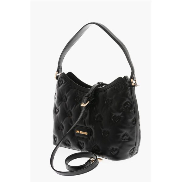 Moschino LOVE Embossed Hearts All Over Faux Leather Hobo Bag - Image 3