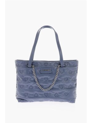 Moschino LOVE hearts embossed faux leather shoulder bag