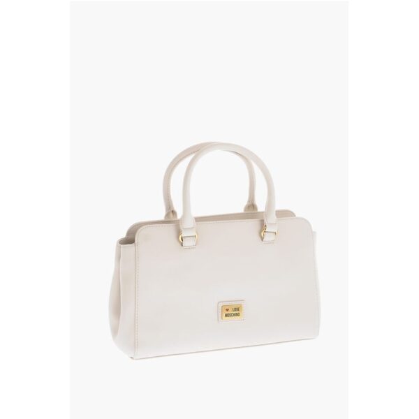 Moschino LOVE Double Pocket Faux Leather Tote Bag With Clamp - Image 2