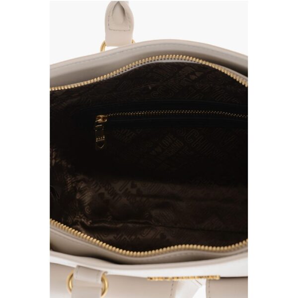 Moschino LOVE Double Pocket Faux Leather Tote Bag With Clamp - Image 5