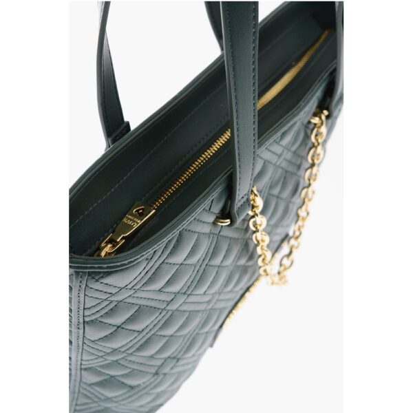 Moschino LOVE Faux Leather Quilted Tote Bag with Golden Details - Image 4