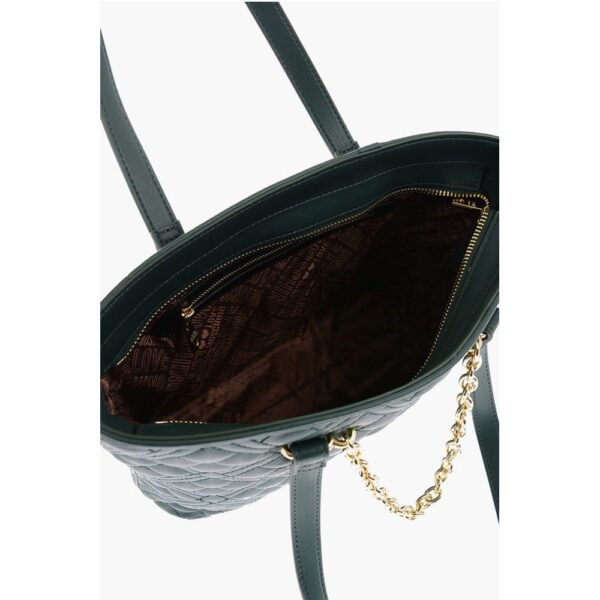 Moschino LOVE Faux Leather Quilted Tote Bag with Golden Details - Image 5