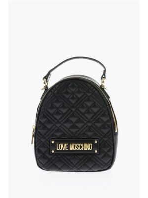Moschino Love Quilted Faux Leather Mini Bag with Golden Details
