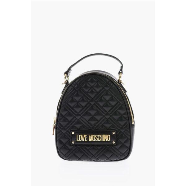 Moschino Love Quilted Faux Leather Mini Bag with Golden Details