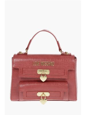 Moschino LOVE Crocodile Printed Faux Leather Hand Bag