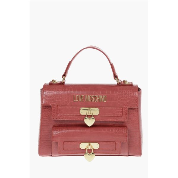 Moschino LOVE Crocodile Printed Faux Leather Hand Bag