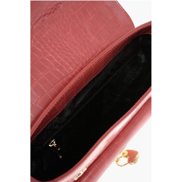 Moschino LOVE Crocodile Printed Faux Leather Hand Bag - Image 5