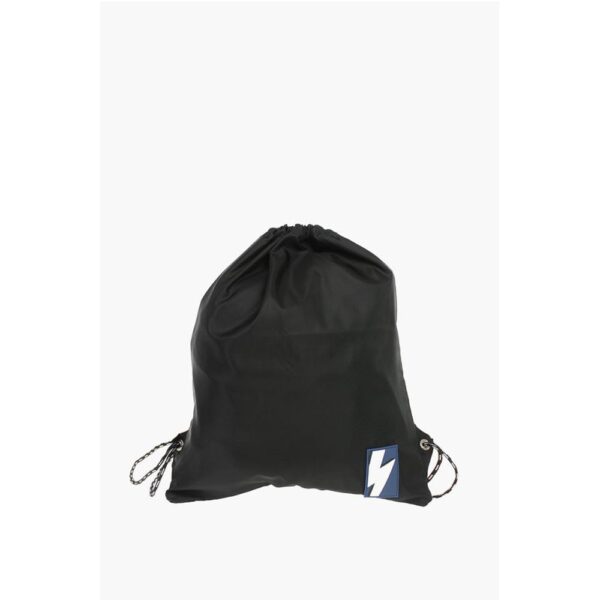 Neil Barrett solid color drawstring backpack with two-tone laces
