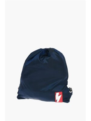 Neil Barrett solid color drawstring backpack with two-tone laces