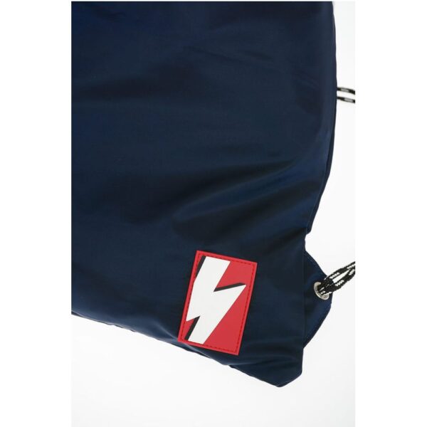 Neil Barrett solid color drawstring backpack with two-tone laces - Image 3