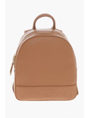 Moschino LOVE Textured Faux Leather Backpack with Embossed Logo