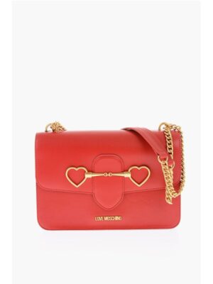 Moschino LOVE faux leather bag with chain shoulder strap and golden c