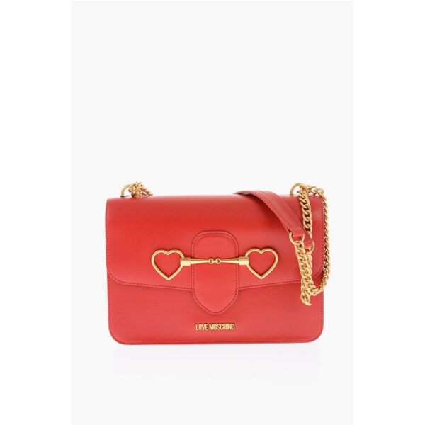 Moschino LOVE faux leather bag with chain shoulder strap and golden c