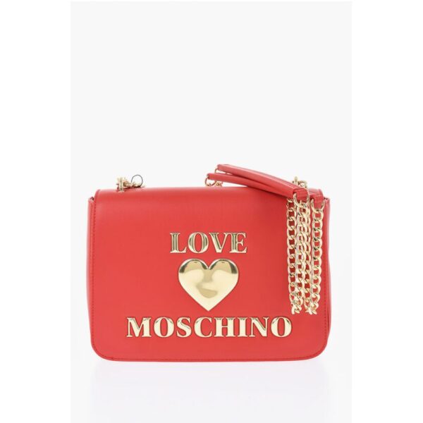 Moschino LOVE Faux Leather Shoulder Bag with Golden Details
