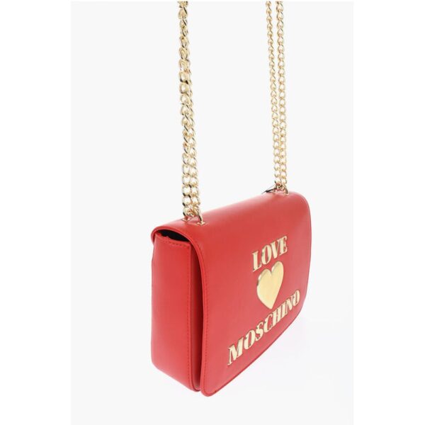 Moschino LOVE Faux Leather Shoulder Bag with Golden Details - Image 3