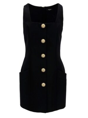 Balmain Black Wool Women's Dress