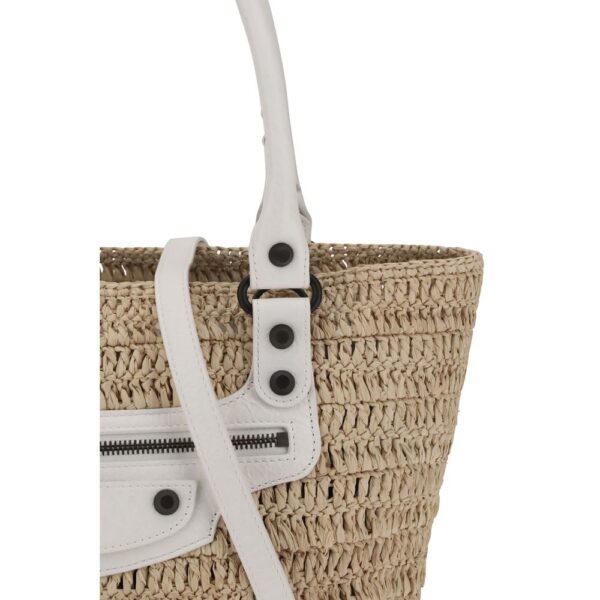 Balenciaga Le City small straw Shoulder Bag - Image 4
