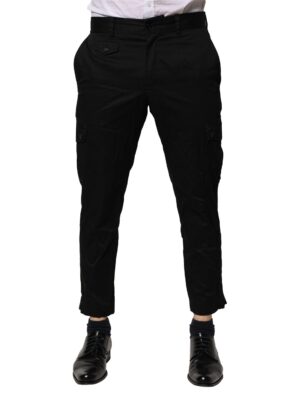 Dolce & Gabbana Black Cotton Dress Slim Formal Pants