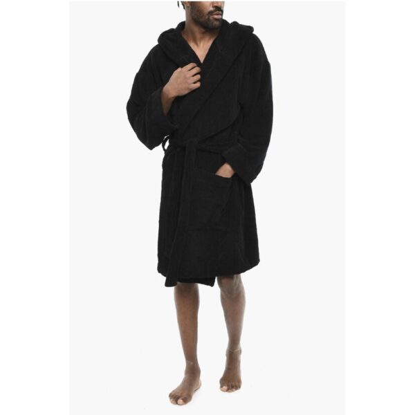 Dsquared² Terry Cottton Bathrobe with Belt and Hood - Image 4