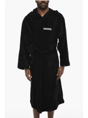 Dsquared² Terry Cottton Bathrobe with Belt and Logo