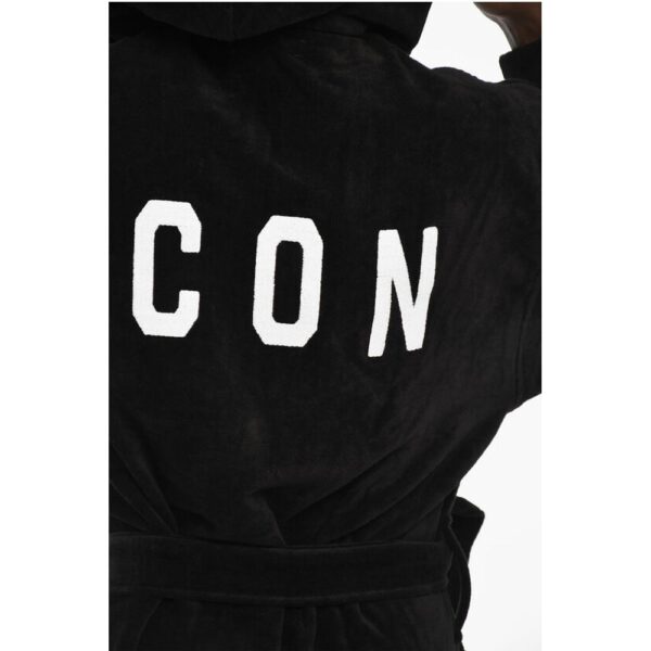 Dsquared² Terry Cottton Bathrobe with Belt and Logo - Image 3