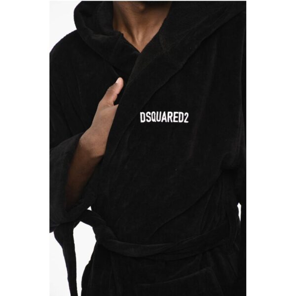 Dsquared² Terry Cottton Bathrobe with Belt and Logo - Image 4