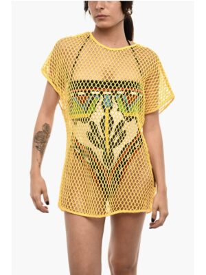 Dsquared² Solid Color Openwork Beach Cover-up Dress