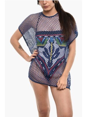 Dsquared² Solid Color Openwork Beach Cover-up Dress