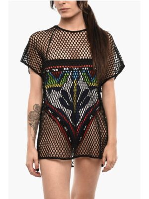 Dsquared² Solid Color Openwork Beach Cover-up Dress