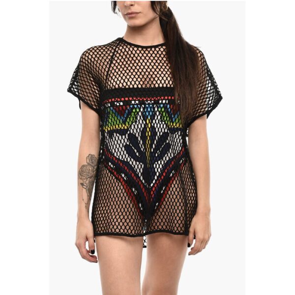 Dsquared² Solid Color Openwork Beach Cover-up Dress