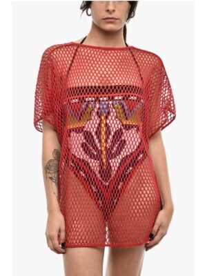 Dsquared² Solid Color Openwork Beach Cover-up Dress
