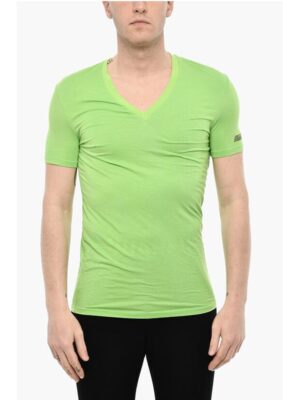 Dsquared² V-Neck Underwear T-shirt with Logo Print