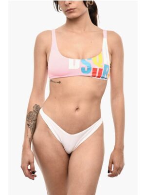 Dsquared² Printed Cotton Bandeau Bikini Top