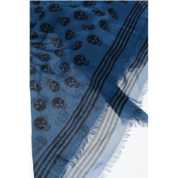 Alexander McQueen Two-Tone BIKER Foulard with All-Over Skulls Print - Image 2