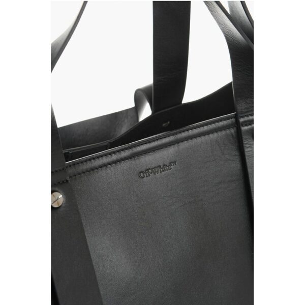 Off-White Solid Color Leather Weekend Bag - Image 4